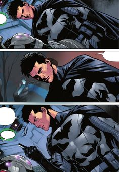 the comic panel shows an image of batman being hugged by another man with his hand on his face