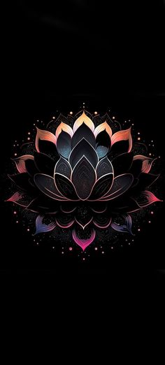 a black background with an abstract flower design