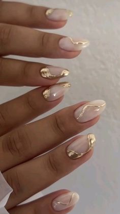 Gold Chrome Nails, Hoco Nails, Formal Nails, Simple Gel Nails, Summery Nails, Casual Nails, Homecoming Nails, Neutral Nails, Minimalist Nails