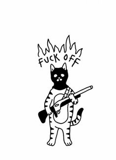 gato armado balaclava fuck off tatuagem Spooky Tattoos, Funny Tattoos, Tattoo Art Drawings, Black Ink Tattoos, Simplistic Tattoos, Tattoo Design Drawings, Tattoo Stencils