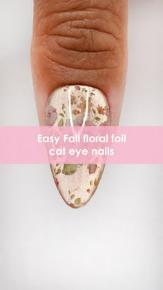 EASY Fall Floral Foil Cat Eye Ombré Nail Tutorial 🍁✨🤎Comment “FALL FLORAL” for the direct link to recreate this look 🔗 Would you love to see this with a matte finish? Let us know! 👇 Save & share for more nail inspo! 💅✨ Using @daily_charme: • C94 Whiskerbrew • C96 Enchantail • Victorian Gardens Nail Art Foil Box • Strong Cat Eye Magnetic Cylinder • Heart Shaped Nail Tip Stand / Pink • DC Foil Transfer Gel • DC 5-in-1 Strengthening Gel • DC Diamond Shine Top Coat • Almond Medium Clear Charme... Nail Art With Magnet, Cat Eye Matte Nails, Cat Eye Effect Nails Design, Nails Foil Designs, Clear Cat Eye Nails, Foil Design Nails, Cat Eye Tips Nails, Matte Cat Eye Nails, Cat Eye Nails Tutorial