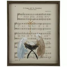 an old sheet with music notes and birds nest on it, as well as the words o come all my father