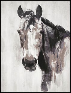 a black and white painting of a horse