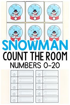 a snowman counting game with numbers 0 - 20 on it and the words, count the