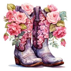 Modern Farmhouse Wall Art, Flower Boots, Wilde Westen, Cowgirl Art, Ad Art, Cow Girl, Cow Boy, Blue Bonnets, Cowboy Boot