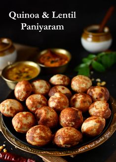 quinoa and lentil paniyam on a plate