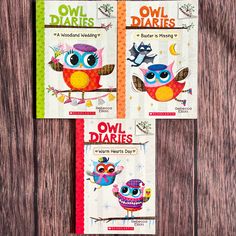 two children's books with owls on them