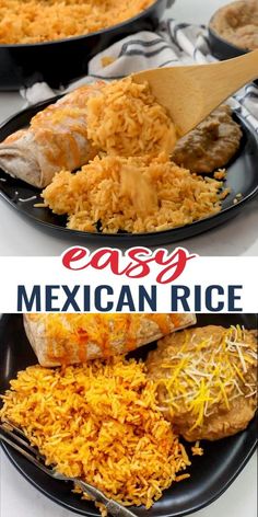 an easy mexican rice recipe on a plate