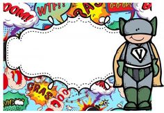 an image of a cartoon character with speech bubbles in the background and a blank space for text