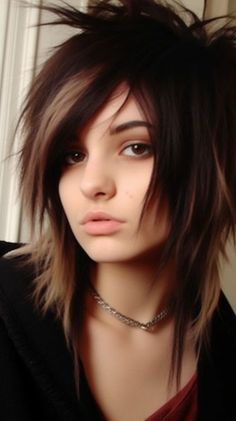 Emo Hair Ideas, Asymetrical Haircut, Vibrant Hair Color Ideas, Emo Haircuts, Vibrant Hair Color, Emo Hairstyles, Rocker Hair, Short Scene Hair, Rainbow Hair Color