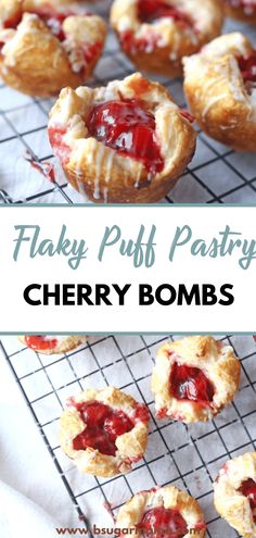 small pastries with strawberry filling on a cooling rack