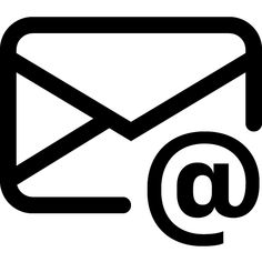 an email symbol with the letter at in it's center, black and white