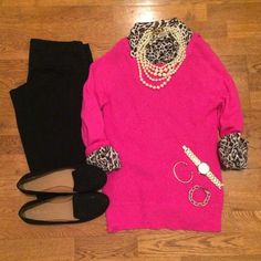 . Coat Wardrobe, Pink Sweater Outfit, Hot Pink Sweater, October 27, White Coat, Diva Fashion, Casual Work Outfits, Winter Mode