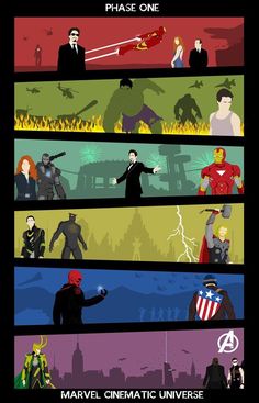 the avengers movie poster is shown in four different colors