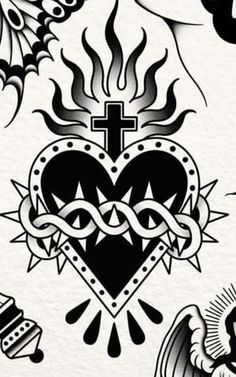 an image of tattoos with heart and cross