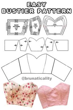 Sweetheart Bustier Pattern, Easy Bustier Pattern, Pola Bra, Bustier Pattern, Projek Menjahit, Folded Fabric, Sew Ins, Costura Diy