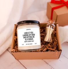 PRODUCT DETAILS  * 100% Cotton Wick * 100% Natural Soy Wax Blend * All scents have the same wax color  * Vegan, completely natural, and non-toxic  * Contains NO lead, plastics, parabens, synthetic dyes, or phthalates  * Reusable Glass Jar * Burn Time: 50-60 hours PACKAGING When you upgrade to the gift set, your candle will arrive in a brown gift box with a jar of matches, shredded kraft crinkle paper, and a red bow for an extra-special touch. Make sure to include any personalized message you'd l Gifts For Stepdad, Stepdad Fathers Day Gifts, Bonus Dad Gifts, Mini Candle, Father Gifts, Step Father, Crinkle Paper, Mini Candles, Dad Gifts