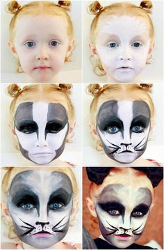 maquillage-chat-halloween-fille-étapes Halloween Makeup Diy, Halloween Fest, Chat Halloween, Cat Makeup, Costume Makeup, Fete Halloween, Body Painting, Face Painting, Halloween Makeup