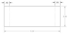 a drawing of a rectangular area with measurements for the width and height of each square