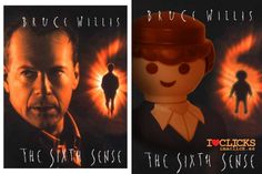 two movie posters for bruce willis and the sixth sense, with an image of a man in