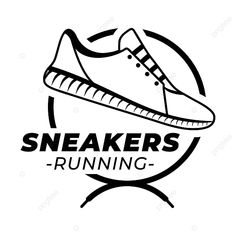 the sneakers running logo is shown in black and white, with an image of a shoe on