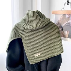 Color: Army Green Collar Scarf, Fake Collar, Information Processing, Korean Aesthetic, Milky White, Men's Knit, Neck Warmer, Head Scarf, Winter Scarf