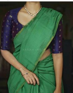 Silk Sarees With Contrast Blouse, Sarees With Contrast Blouse, Latest Blouse Designs