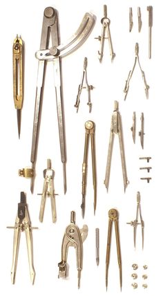 many different tools are arranged on a white background with clippings to the side