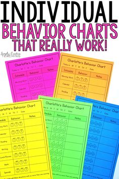 three behavior chart worksheets with the words individual behavior