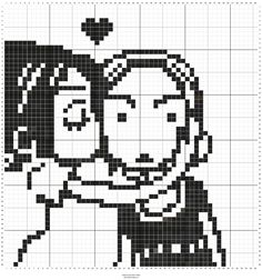 a cross stitch pattern with an image of a woman's face in black and white