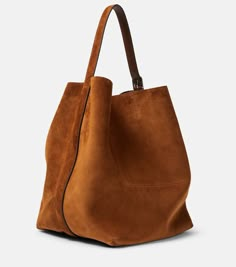 Belted suede tote bag in brown - Toteme | Mytheresa Fall Purses 2024, Suede Bag Outfit, Brown Suede Bag, Shopping Tote Bags, Tan Tote Bag, Brown Leather Tote Bag, Suede Tote Bag, Fall Bags, Suede Purse