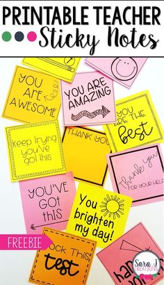 printable teacher sticky notes with the words, you are amazing and freebiet