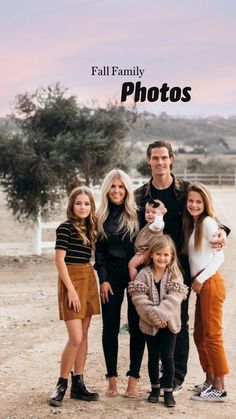 a family posing for a photo with the caption'full family photos'above them