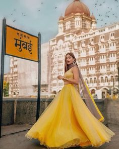 15 Indian Looks To Steal From Riya Jain's (@caughtinacuff) Wardrobe - Wedbook Lehanga Photoshoot, Jaipur Outfit, Mehndi Lehenga, Ethnic Skirts, Latest Indian Outfits, Anarkali Frock, Ethnic Wears, Mango Yellow, Sangeet Outfit