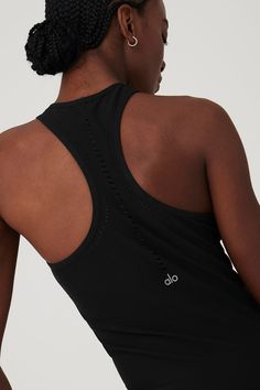 Body-mapping open-air details? Yes, please. Slip into the Seamless Open Air Racerback Dress, made with light-as-air seamless knit and engineered open mesh detailing along the sides, at the underbust and back for an impact in performance and on pavement. Form-fitting with a high-neck and racerback — this statement style knows no limits. Super-fine seamless knit fabrication with ribbing at underbust to bottom of dress Engineered open mesh detailing at back, underbust & sides Light, everyday suppor Sleeveless Seamless Mesh Activewear, Alo Yoga Racerback Stretch Activewear, Body Mapping, Womens Onesie, Tank Top Bras, Racerback Dress, Womens Capris, Tank Top Long Sleeve, Yes Please