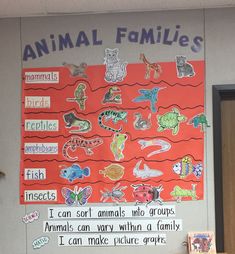 a bulletin board with animals written on it