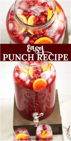 an easy punch recipe with oranges and cranberries