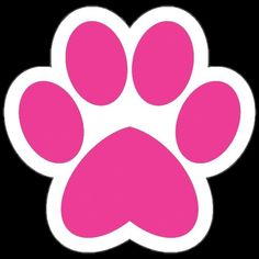 a pink paw print on a black background