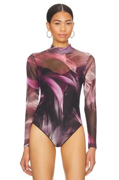 ALLSAINTS Elia Margeaux Bodysuit in Black | REVOLVE Black Leather Bodysuit, Leather Bodysuit, Blue Bodysuit, Ruffle Bodysuit, Pink Bodysuit, Satin Long Sleeve, Velvet Bodysuit, Mesh Bodysuit, Black And Purple