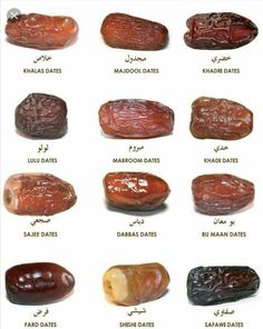 dates in different languages are shown with the names and date listed on them for each type of fruit