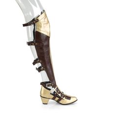 2 1/2" High Heel Over-The-Knee Boots. Fully Open Back Hook And Loop Adjustable Closure. Styles: Steampunk Cosplay Warrior Princess Diam--8830 Warrior Princess Shoes, Warrior Boots, Alternative Shoes, Woman Costume, Open Toed Shoes, Gold Boots, Festival Shoes, Punk Boots, Pleaser Shoes