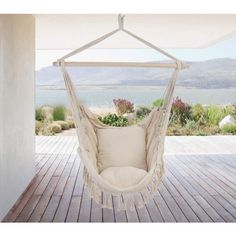 inQ Boutique || Tassel Hammock Chair Hanging Rope Swing Seat With 2 Cushions Relax Room, Chair Hammock, Dream Room Ideas, Air Chair, Rope Hammock, Hanging Hammock Chair, Boho Outdoor, Hanging Hammock, Porch Balcony