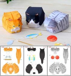 an image of paper cats that are on the table