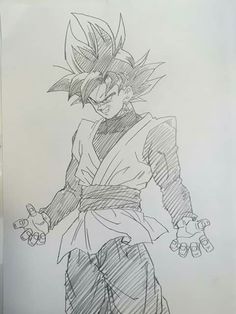 a drawing of gohan from the dragon ball series, drawn in pencil on paper