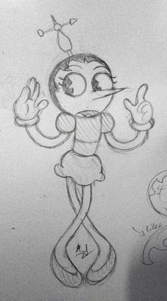 a pencil drawing of a cartoon character