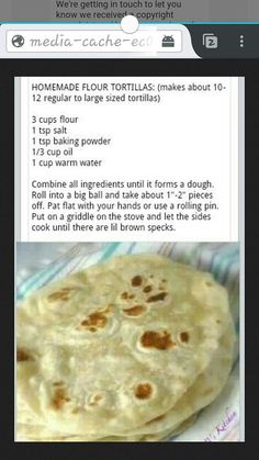 the recipe for homemade flour tortillas is shown in an instagramtion form