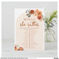 a card with the words, would she rather be married? and flowers on it