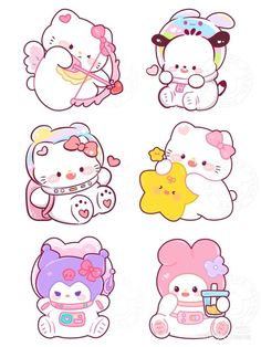 hello kitty stickers with different designs on them