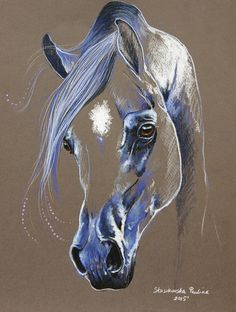 a drawing of a horse with long hair