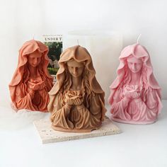 Create Beautiful Religious Candles Honor your faith and artistic spirit with our Madonna of the Bouquet Candle Silicone Mold. This exquisite mold features the serene image of the Virgin Mary holding a bouquet of flowers, allowing you to craft candles that embody grace and devotion. Perfect for enhancing your spiritual space or creating meaningful pieces for worship, these candles bring a touch of divine beauty to any setting. Premium Silicone for Detailed Crafting Crafted from high-quality, food-grade silicone, this mold ensures every delicate detail of the Madonna portrait is perfectly captured. Its flexible and durable design allows for easy release, making your candle-making process smooth and hassle-free. Whether you're working with soy wax, resin, or plaster, this versatile mold deliv Curly Hair Goddess, Madonna Portrait, Virgin Mary Candle, Craft Candles, Scented Candles Decor, Flowers Portrait, Spiritual Space, Halloween Mold, Candle Projects